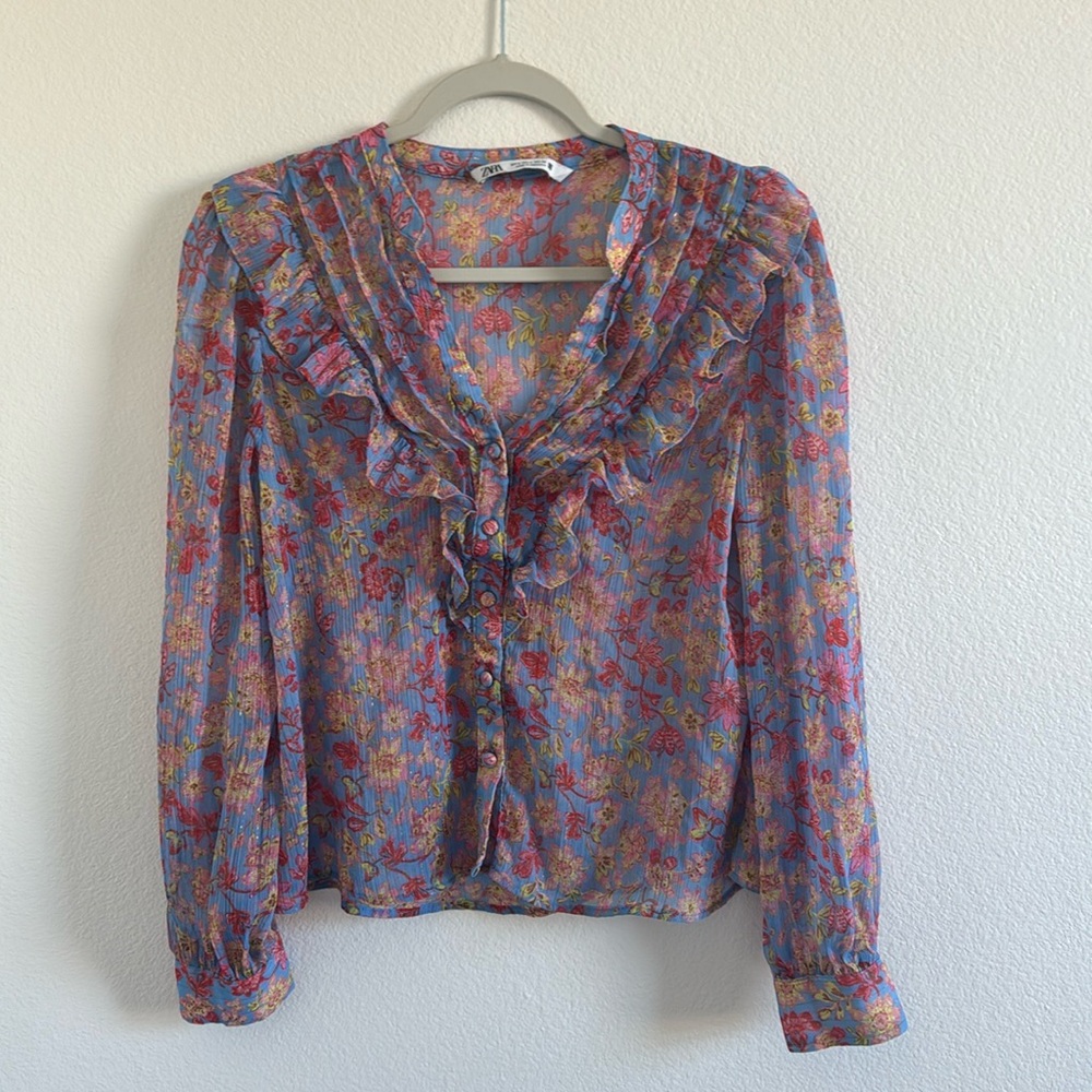 Zara Floral Blouse button shirt